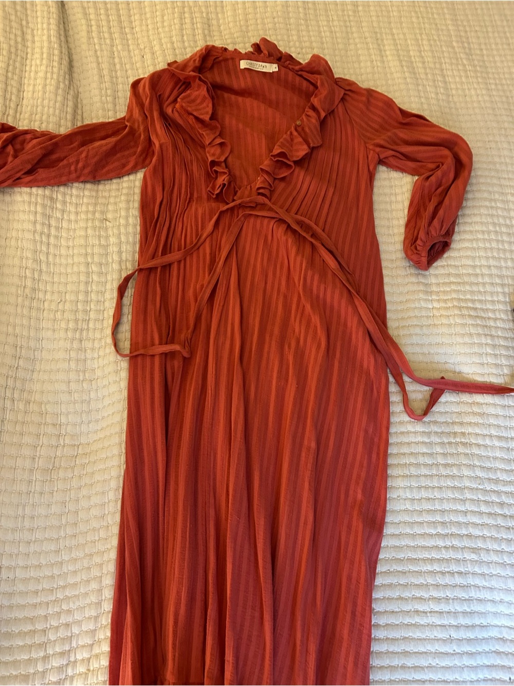 Christy Dawn Ruffled Wrap Maxi Dress - Rust Red